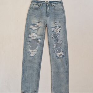 Ziggy ZGY Denim Mid-rise Distressed Straight Leg Jeans